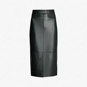 NWT Reiss Maya Black Leather Skirt
